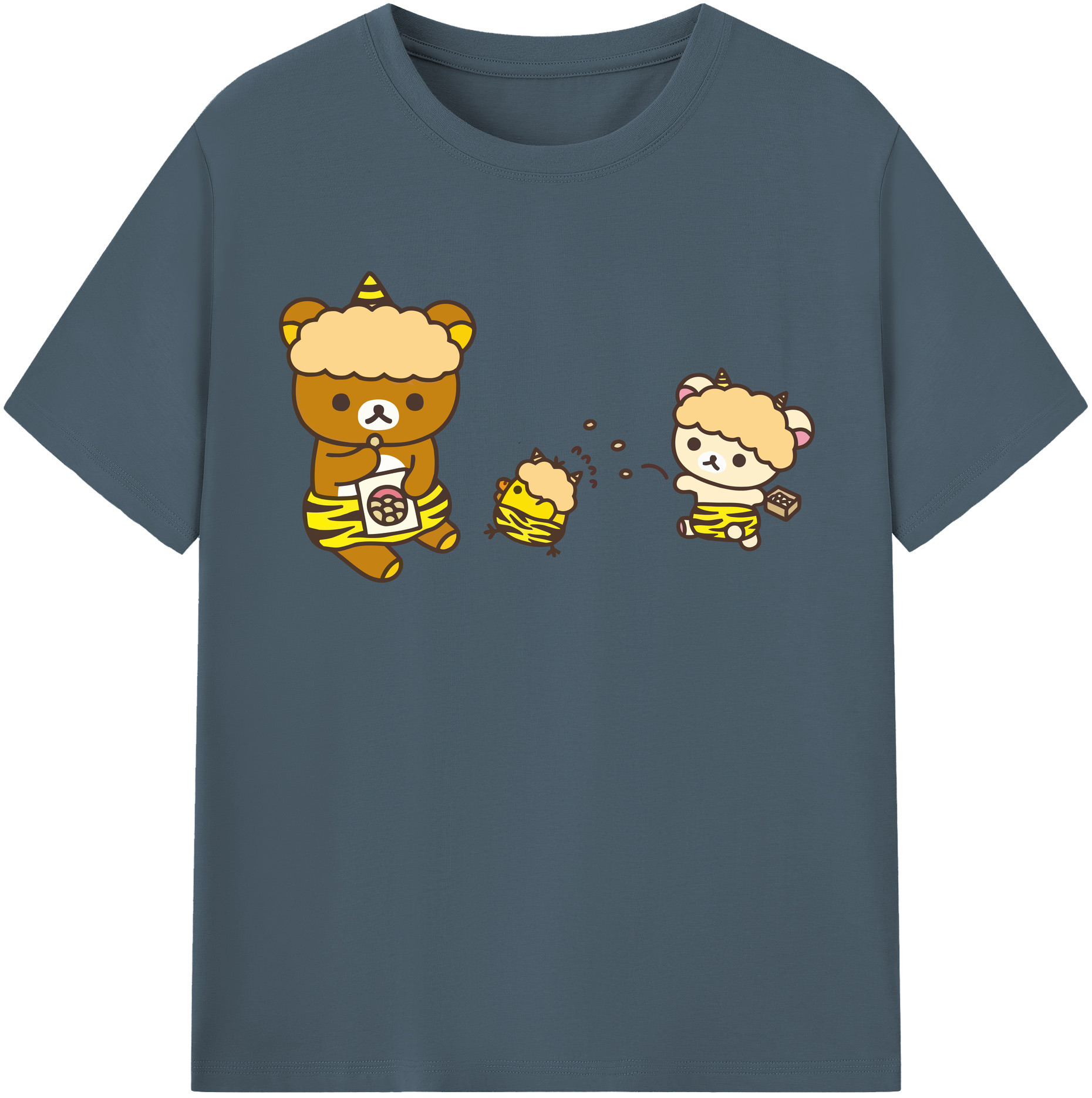 （画像用） リラックマ リラックマ キイロイトリ Rilakkuma Korilakkuma Kiiroitori 綿100％半袖Tシャツ（フロントプリント）